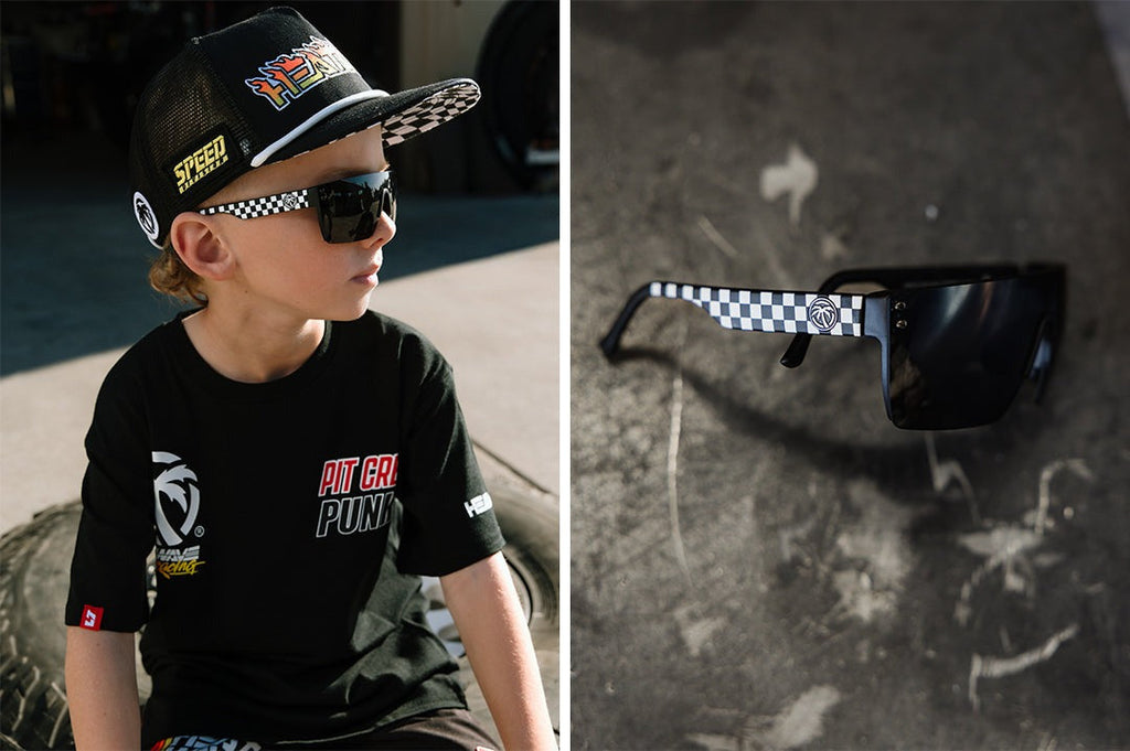 Heat Wave Kids Lazer Face Little Trouble X Heat Wave Checkered Flag Sunglasses