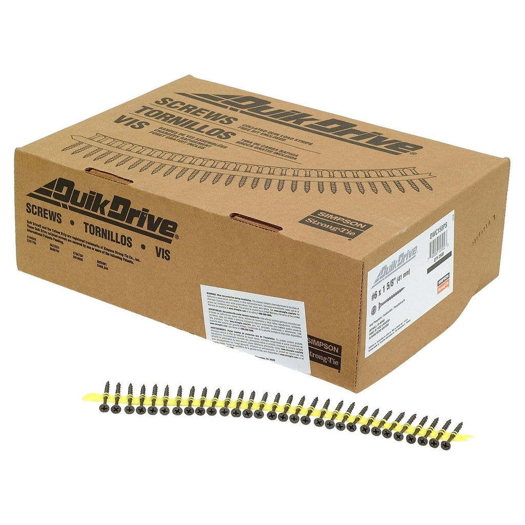 Simpson Strong-Tie DWC158PS DWC Drywall Screw (Collated), #6 x 1-5/8-in. #2 Phillips Bugle-Head, 2500-Pack