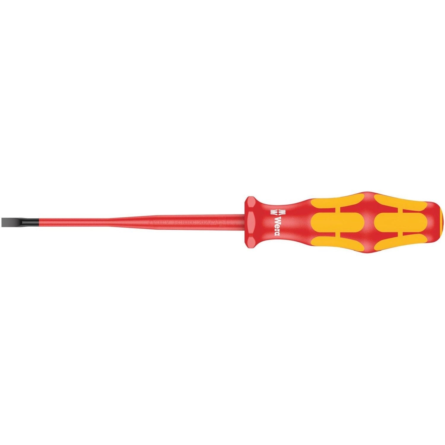 Wera 160 Iss VDE Insulated Screwdriver With Reduced Blade And Handle Diameter For Slotted Screws, 0.8x4x100-mm.