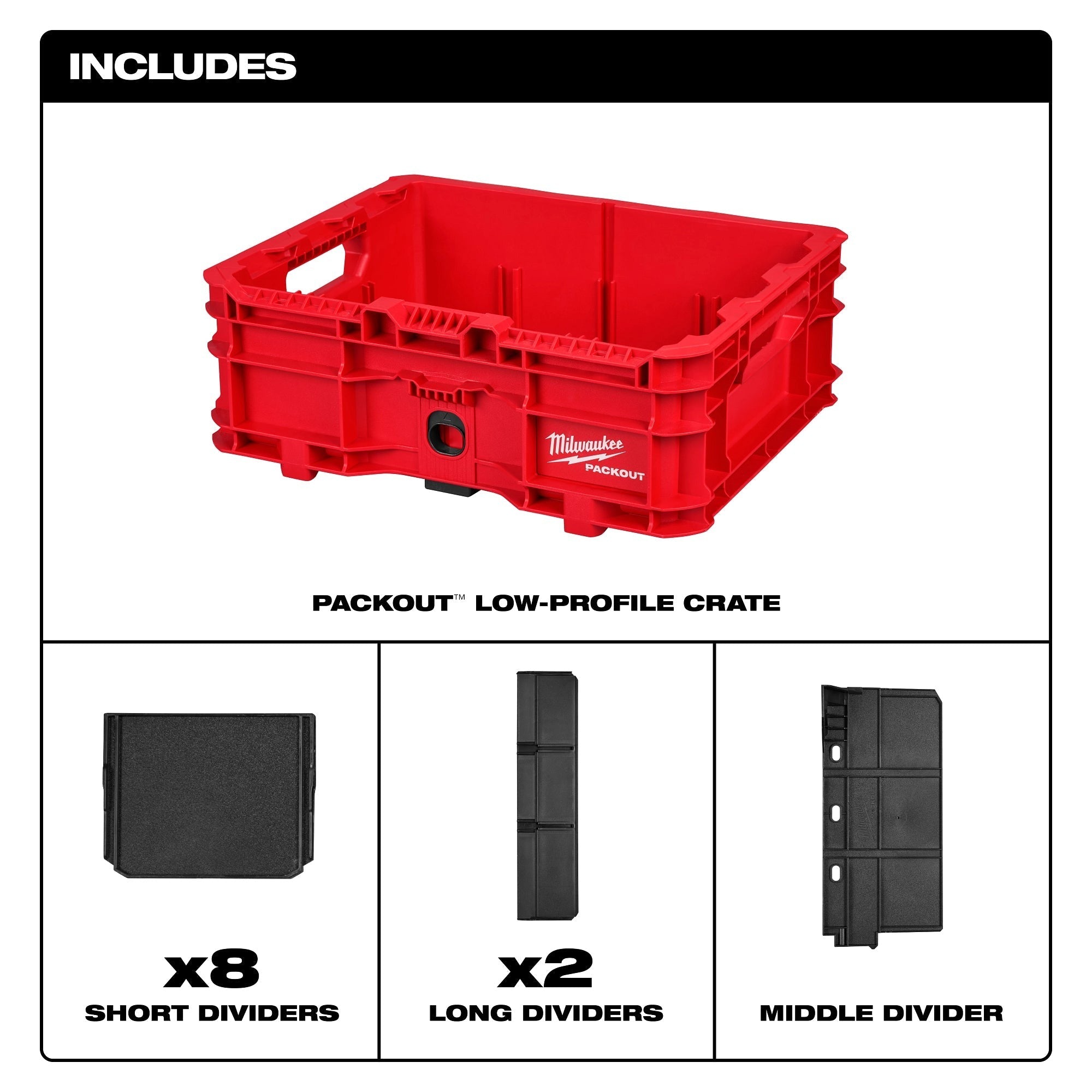 Milwaukee 48-22-8438 PACKOUT Low-Profile Crate