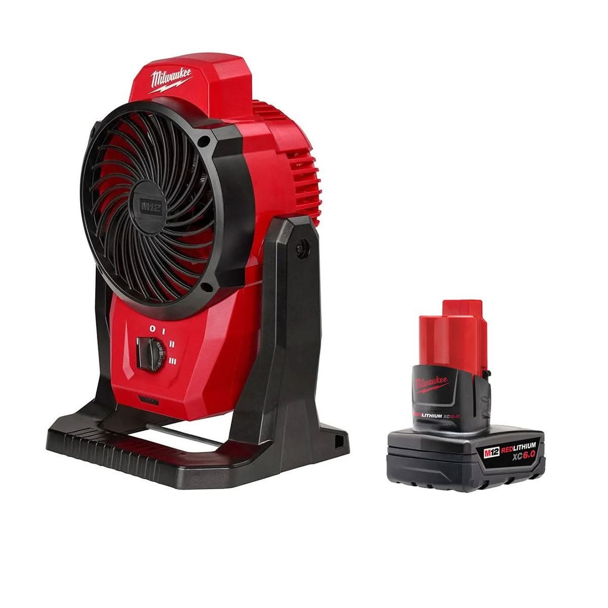 Milwaukee M12 Cordless 400-CFM Mounting Fan with M12 XC6.0 Extended Capacity Battery Pack