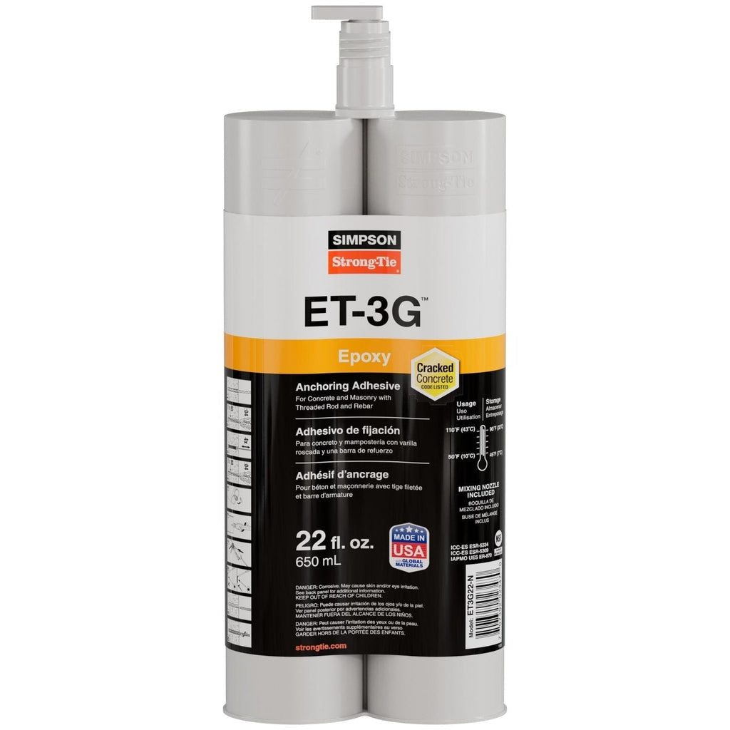 Simpson Strong-Tie ET-3G 22-oz. Epoxy Adhesive Cartridge w/ Nozzle and Extension (ET3G22-N)