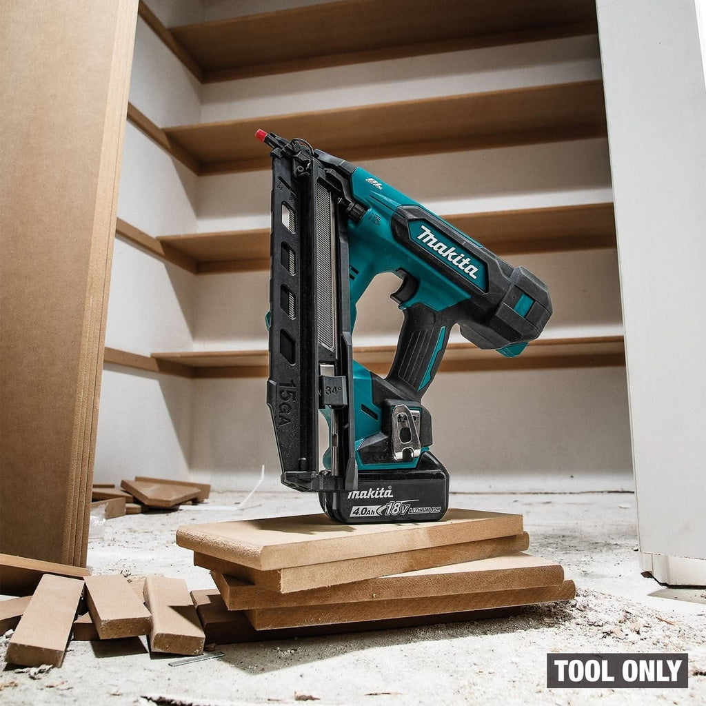 Makita XNB08Z 18V LXT Brushless 2-1/2” Angled Finish Nailer, 15 Ga., Tool Only