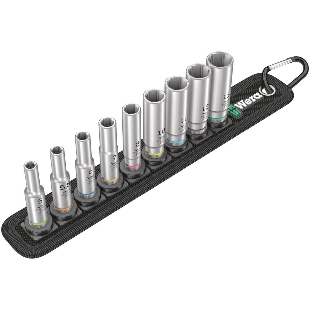 Wera Belt A Deep 1 Socket Set, 1/4-in. Drive, 9-Pieces