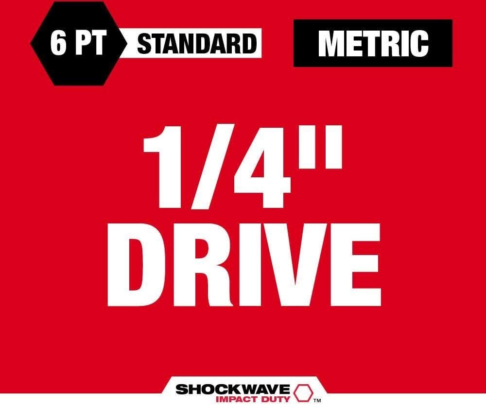 Milwaukee 49-66-7002 14-Piece SHOCKWAVE 1/4-Inch Metric Standard 6-Point Impact Duty Socket Set