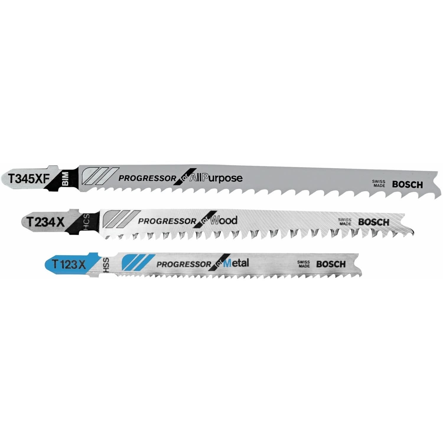 Bosch T567A3 3-Piece Progressor for Wood, Metal, and All-Purpose T-Shank Jigsaw Blade Set