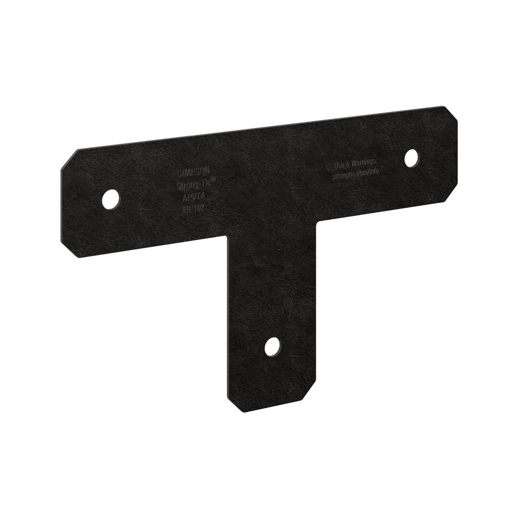 Simpson Strong-Tie APVT4 Outdoor Accents Avant Collection ZMAX, Black Powder-Coated T Strap for 4x4