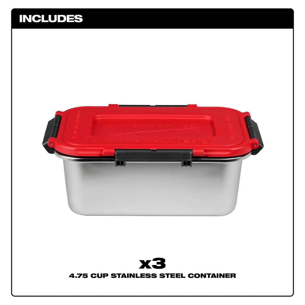 Milwaukee Stainless Steel Containers for M18 Jobsite Lunch Warmer, 3-Pack (49-16-0203)