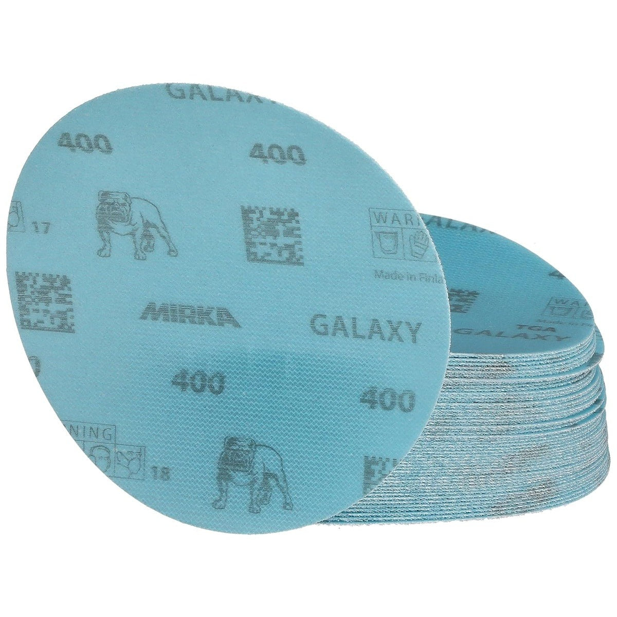 Mirka Galaxy 5-in. 400 Grit Hook and Loop Sanding Discs, 50-Pack, No-Hole (FY-612-400)