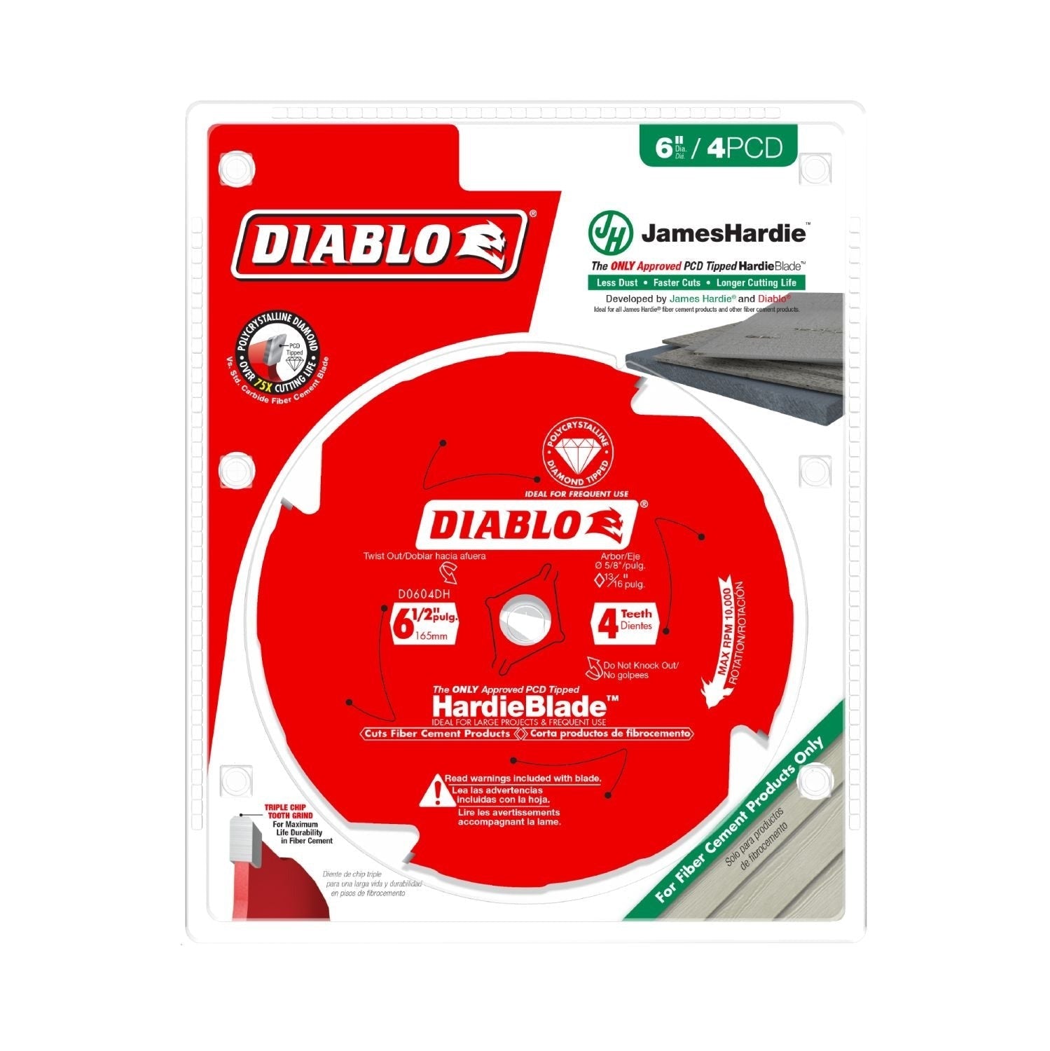 Diablo D0604DH 6-1/2 in. x 4-Tooth (PCD) Fiber Cement HardieBlade