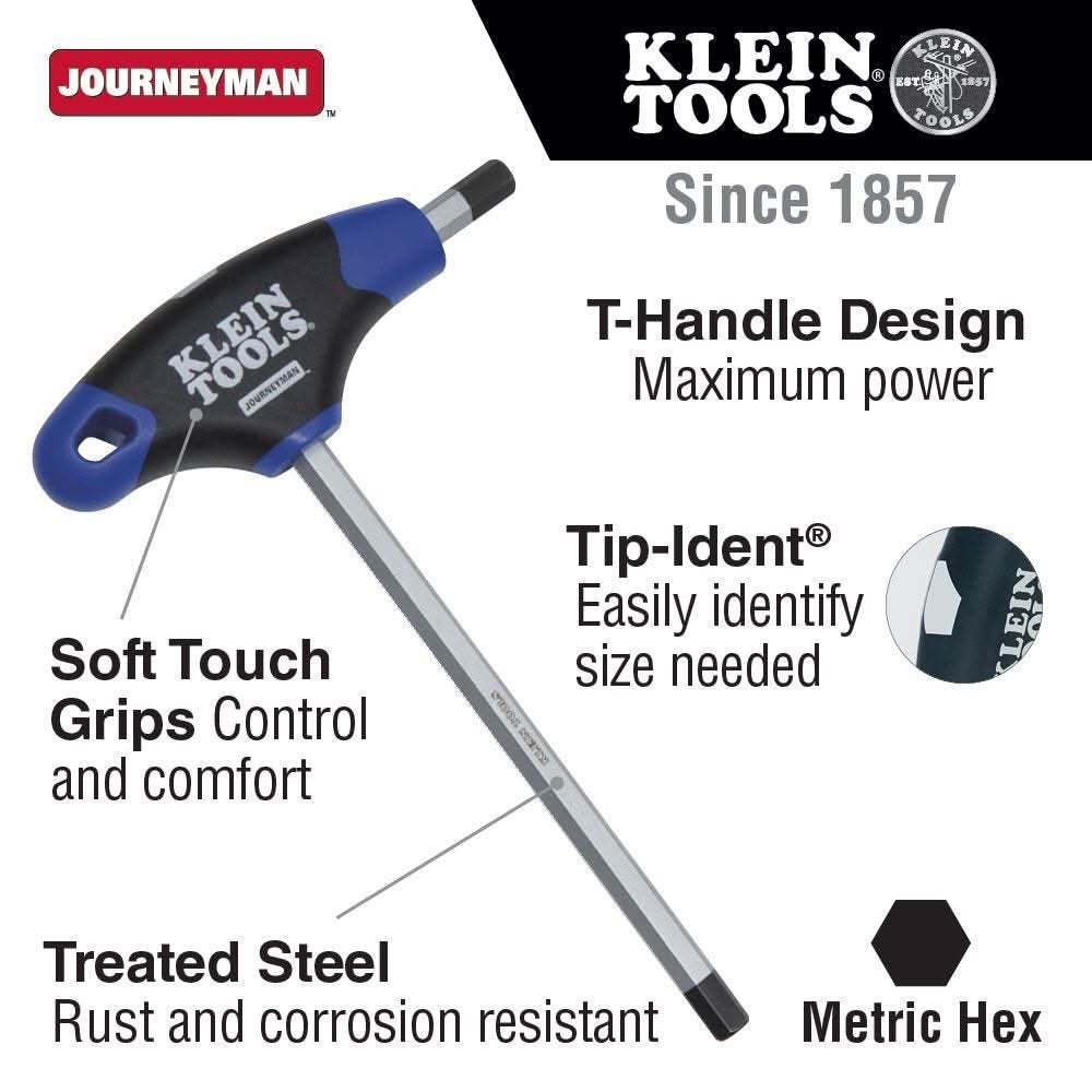 Klein Tools JTH98M Hex Key Set, Metric, Journeyman T-Handle, 9-Inch with Stand, 8-Piece