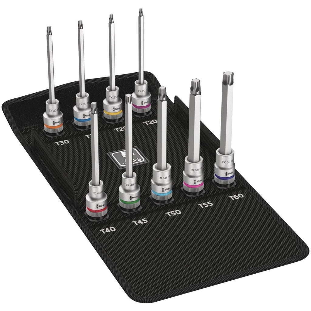 Wera 8767 C Torx Hf 3 Zyklop Bit Socket Set With 1/2-in. Drive, With Holding Function, 9-Pieces