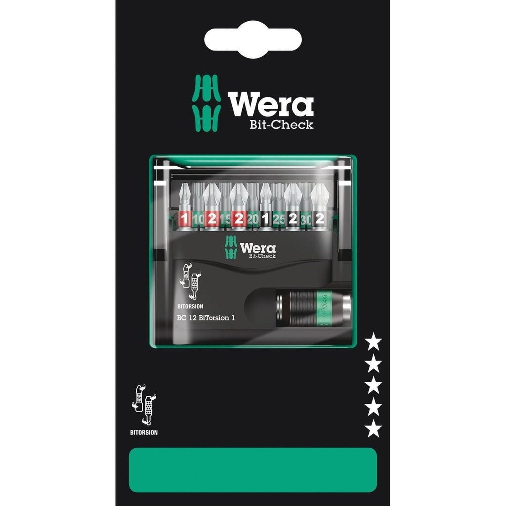 Wera Bit-Check 12 Bitorsion 1 SB, 12-Pieces