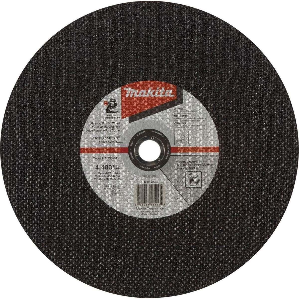 Makita E-04983-5 14" x .110" x 1" Type 1 30 Grit Thin Cut-Off Wheel for Aluminum Cutting, 5/pk