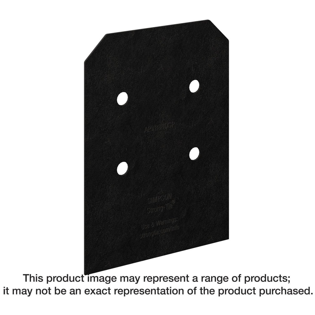 Simpson Strong-Tie APVB88DSP Outdoor Accents Avant Collection ZMAX, Black Post Base Side Plate for 8x, 2-Pack