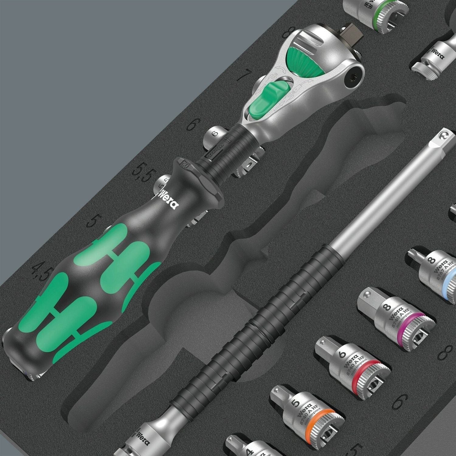 Wera 9720 Foam Insert 8000 A Zyklop 1/4-in. Ratchet Set 1, 37-Pieces