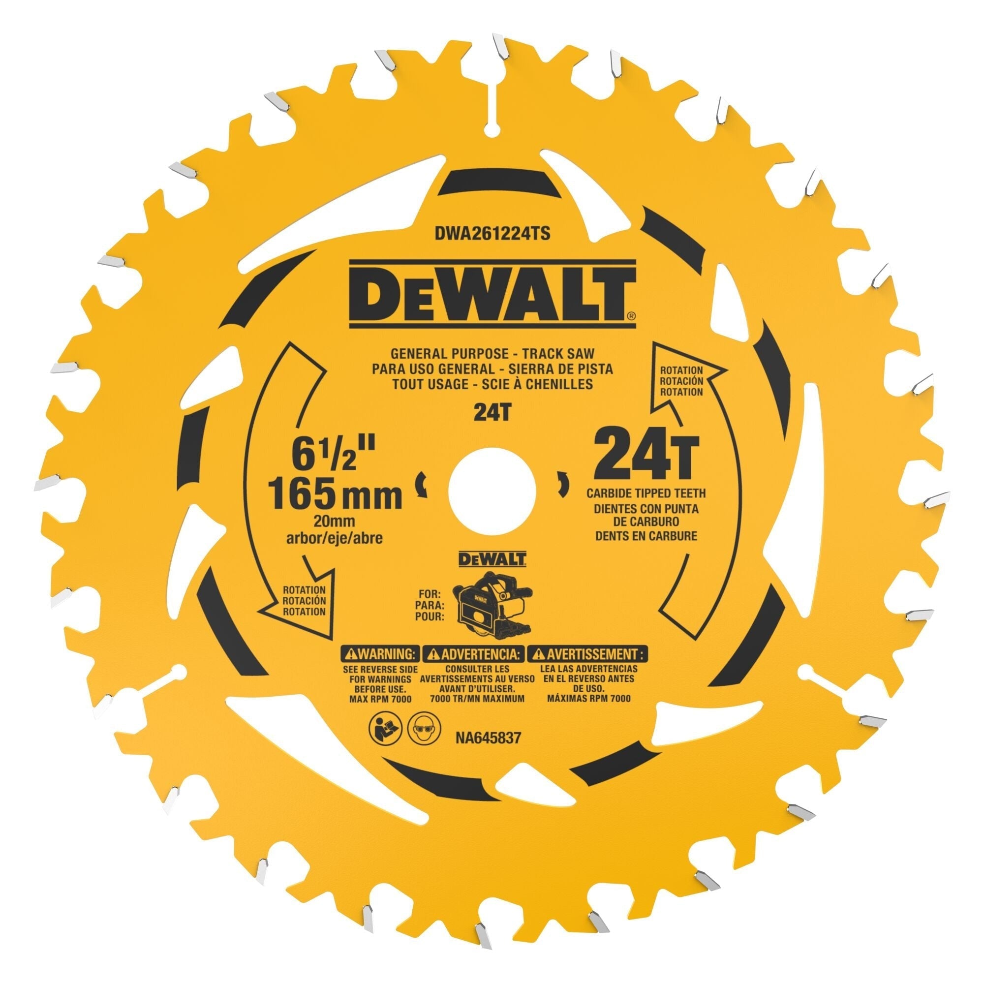 DEWALT 6-1/2-in. 24-Tooth General Purpose Track Saw Blade (DWA261224TS)