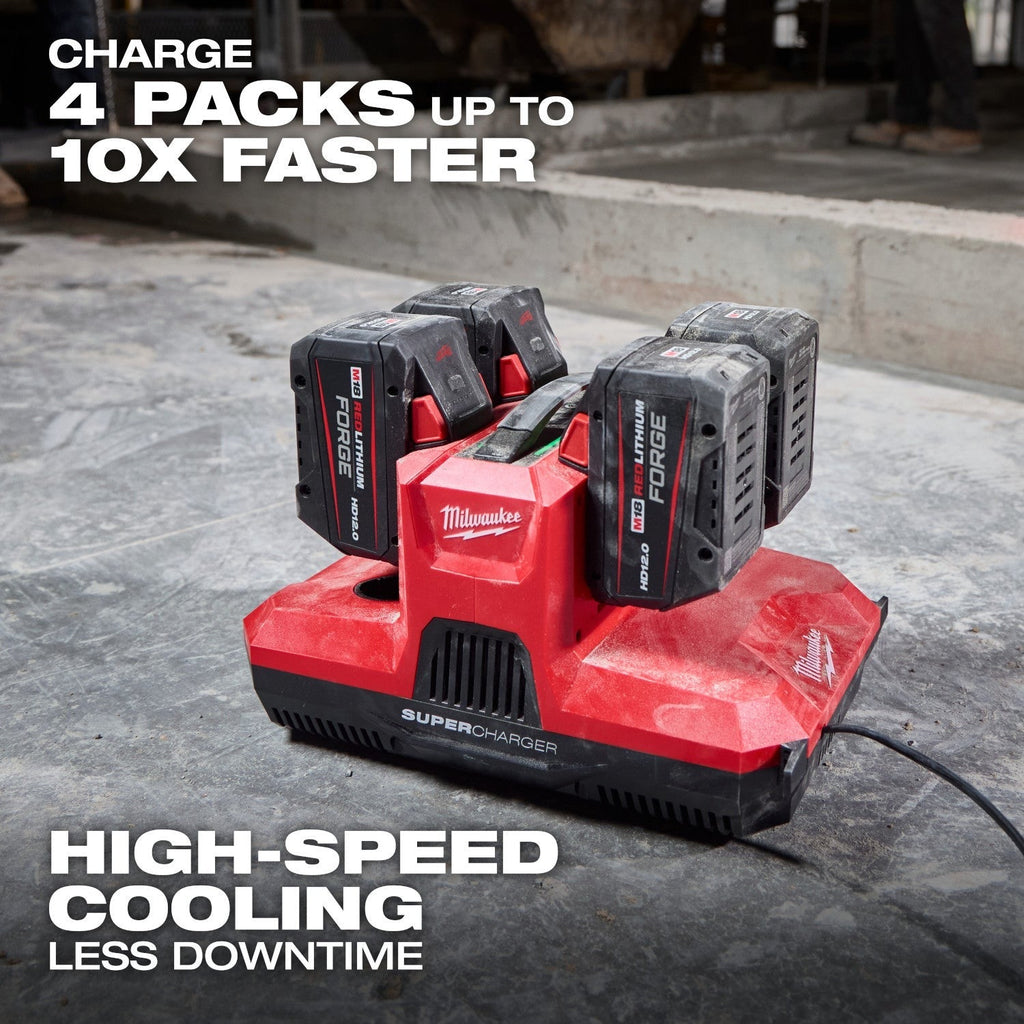 Milwaukee M18 & M12 Four Bay Simultaneous Super Charger w/ PACKOUT Compatibility (48-59-1818)