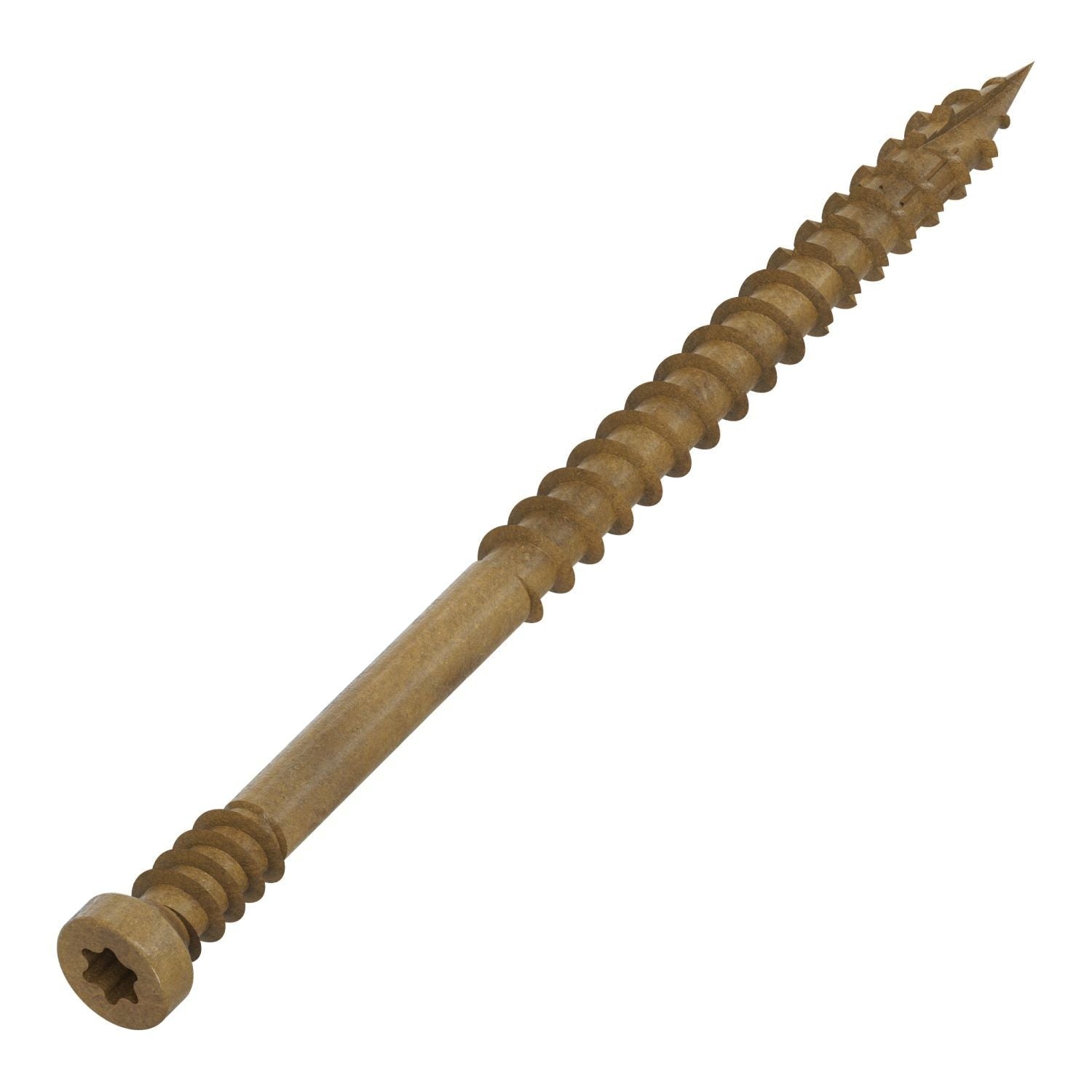 Simpson Strong-Tie FT07212R100 Finish Trim Screw, #7 x 2-1/2-in. T10, Trim-Head, Quik Guard, Tan, 100-Pack