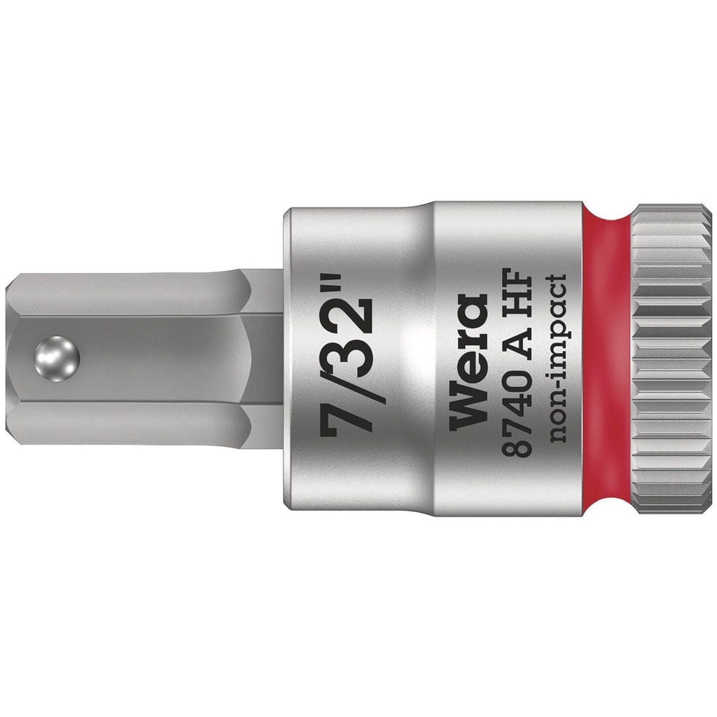 Wera 8740 A Hf Zyklop Bit Socket With Holding Function, 1/4-in. Drive, 7/32-in.x28-mm.