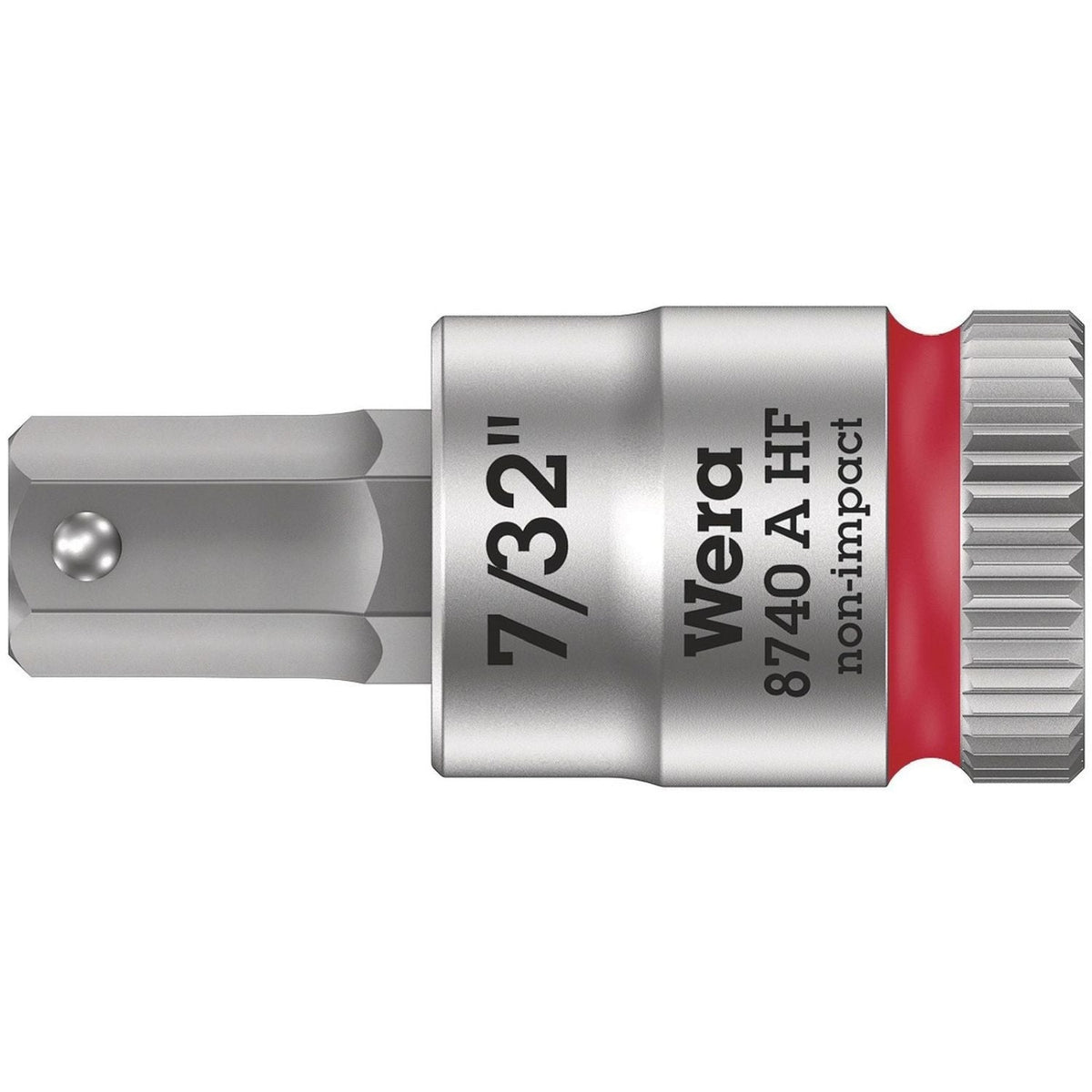 Wera 8740 A Hf Zyklop Bit Socket With Holding Function, 1/4-in. Drive, 7/32-in.x28-mm.