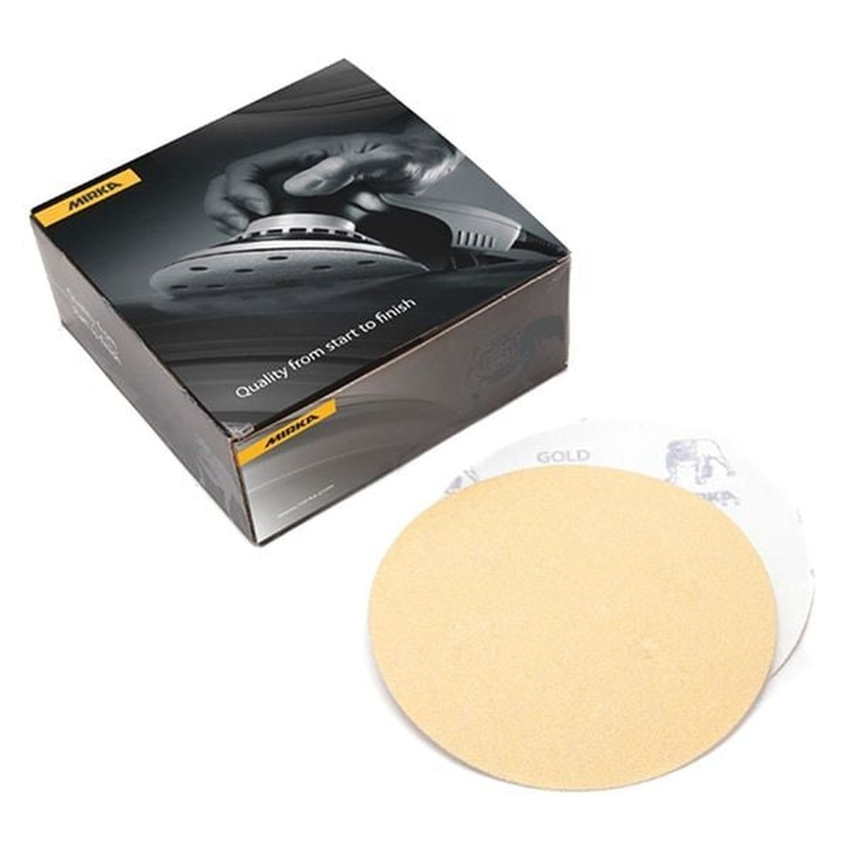 Mirka Gold 6-in. P280 Hook and Loop Sanding Disc Pack, 50-Pack No Hole Aluminum Oxide (23-622-280)