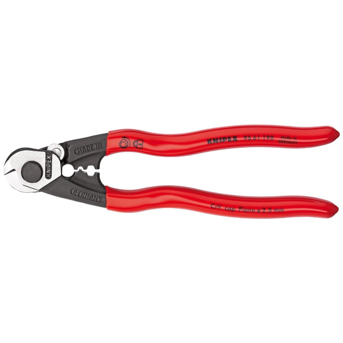 Knipex 7.5-in. Wire Rope Cutting Pliers with Crimping Dies (95 61 190 SBA)