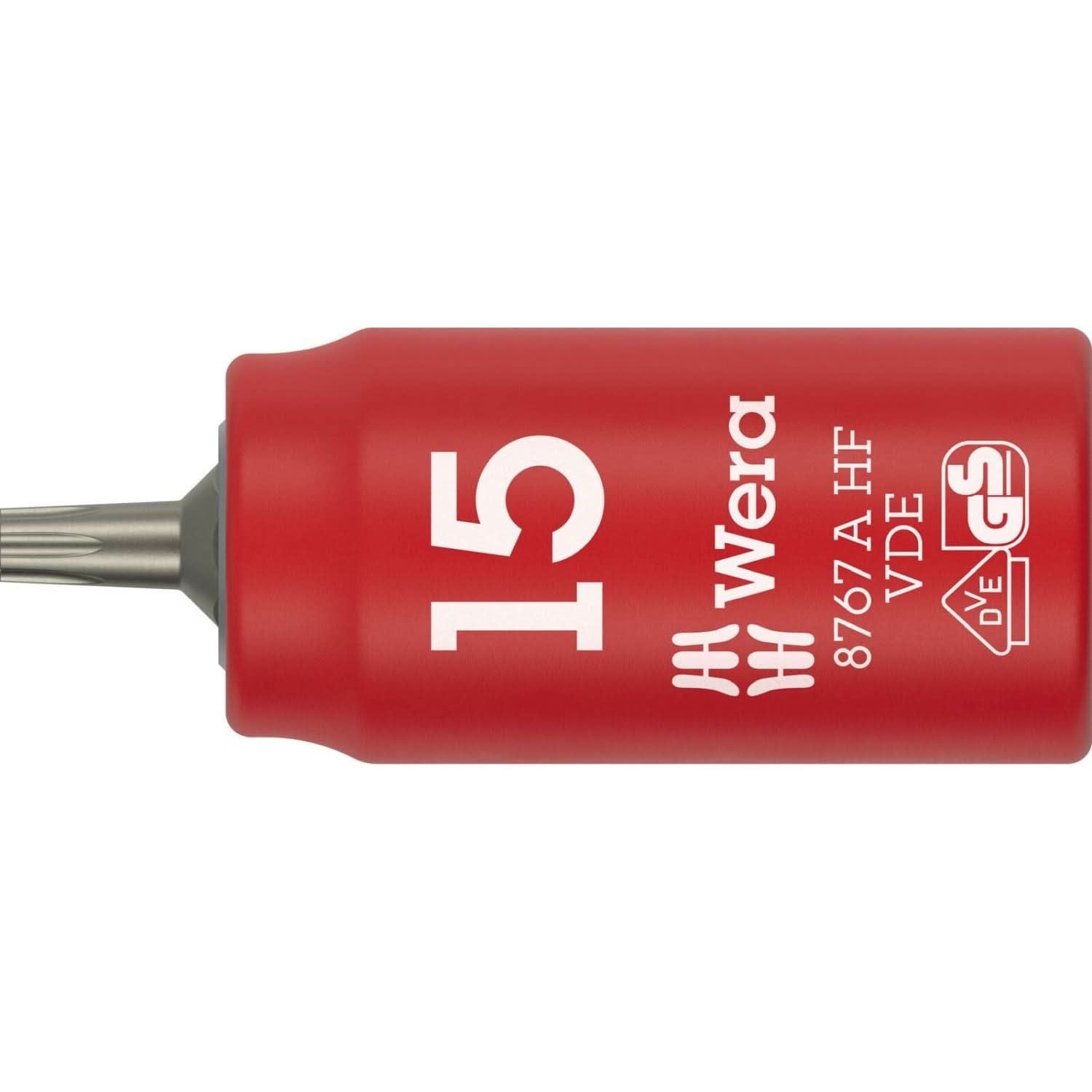 Wera 8767 A VDE Hf Torx Zyklop Bit Socket, Insulated, With 1/4-in. Drive, With Holding Function, Torx 15x36-mm.