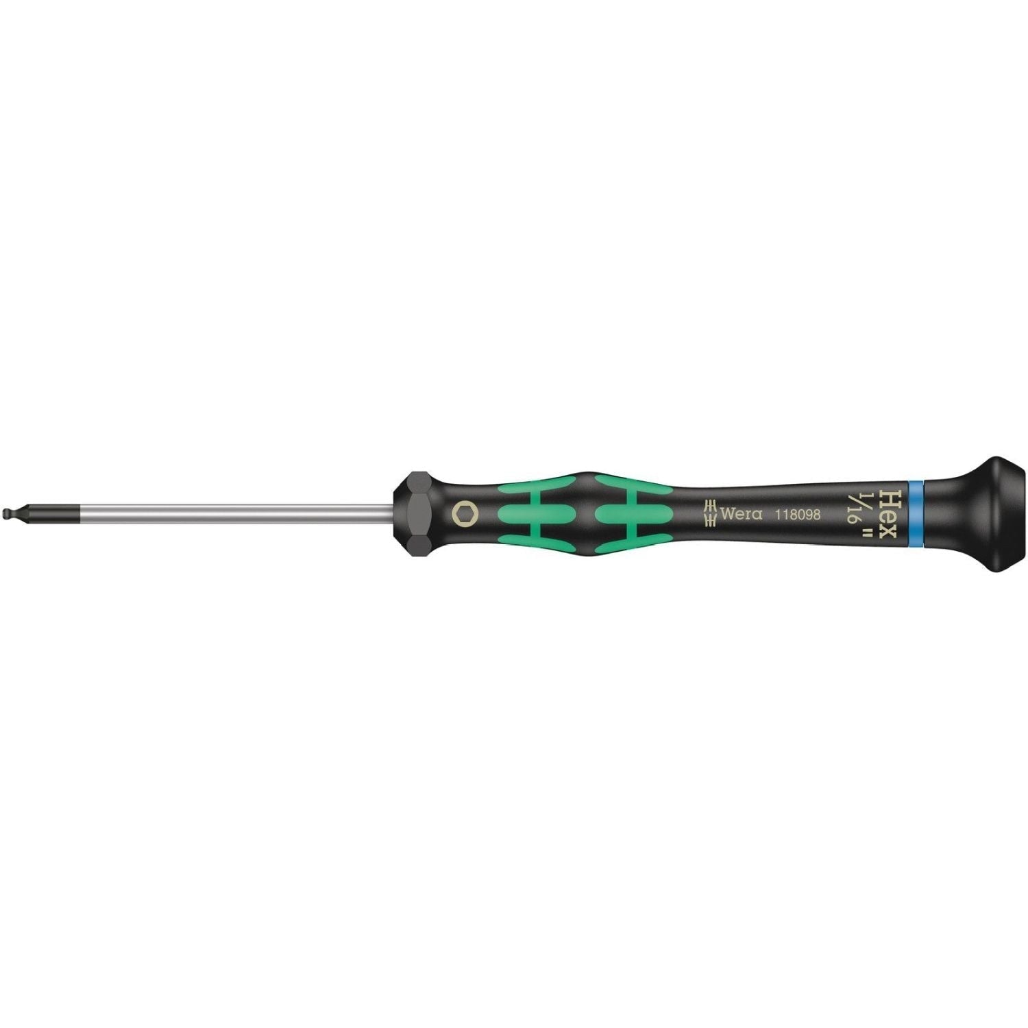 Wera 2052 Ball End Hexagon Screwdriver For Electronic Applications, 1/16-in.x60-mm.