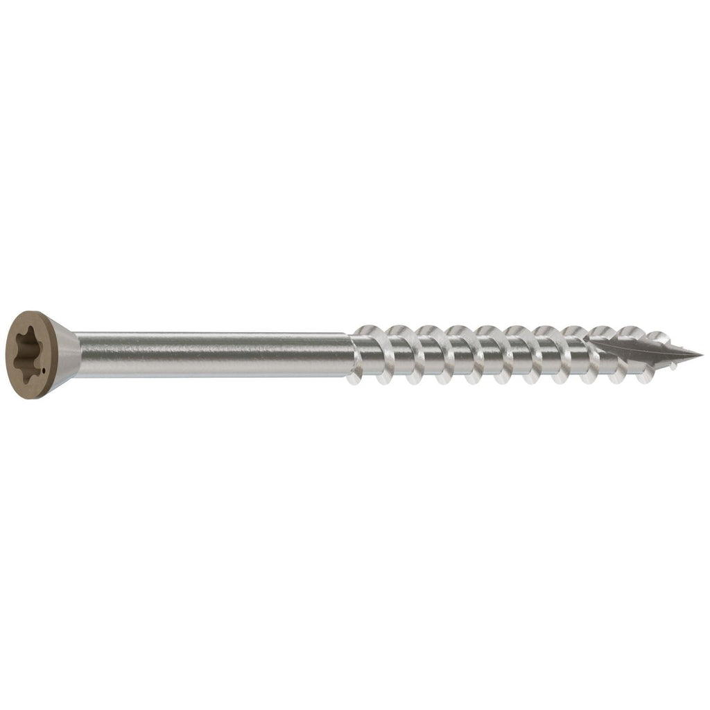 Simpson Strong-Tie T07225FT70BR05 Trim-Head Screw, 6-Lobe Drive, #7 x 2-1/4-in. T-15 Type 316, Brown 05, 70-Pack