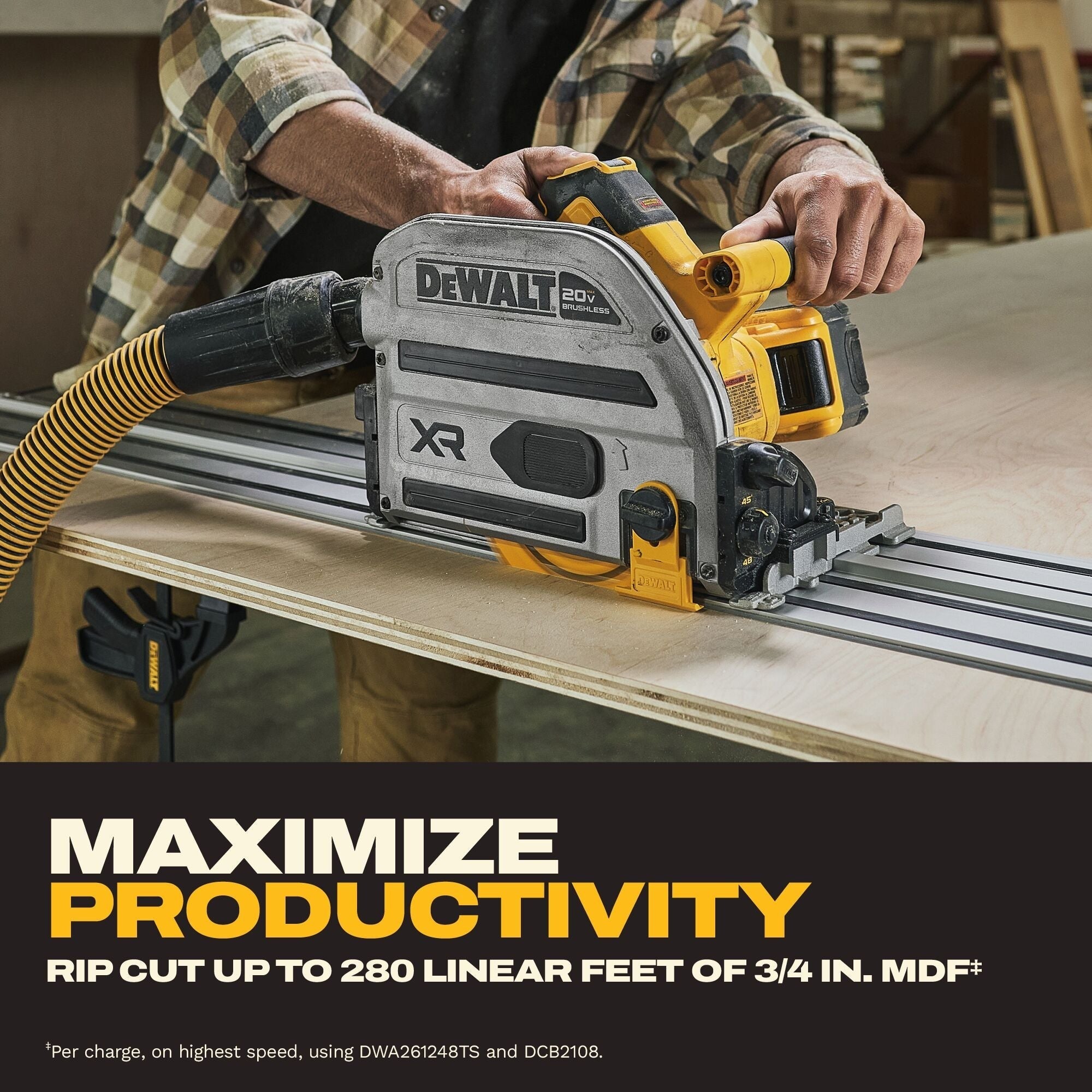 DEWALT 20v XR Cordless 6-1/2-in Track Saw 8.0Ah Kit (DCS525STWW1)