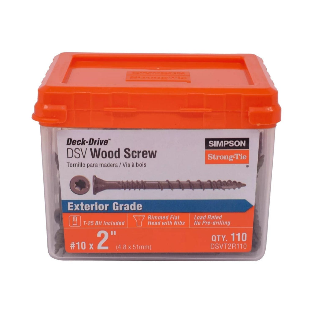 Simpson Strong-Tie DSVT2R110 Deck-Drive DSV WOOD Screw, #10 x 2-in. T25, Flat Head, Quik Guard, Tan, 110-Pack