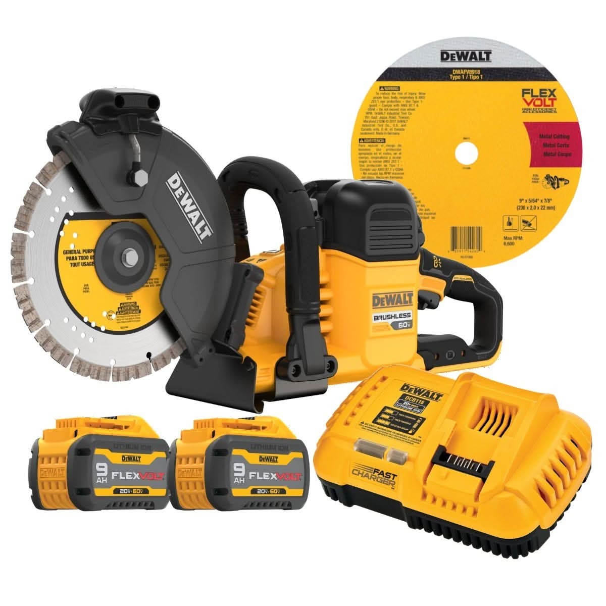 DeWalt FLEXVOLT 60V MAX Brushless 9-in. Cut-off Saw 9.0Ah Kit + Bonus 9.0Ah Battery