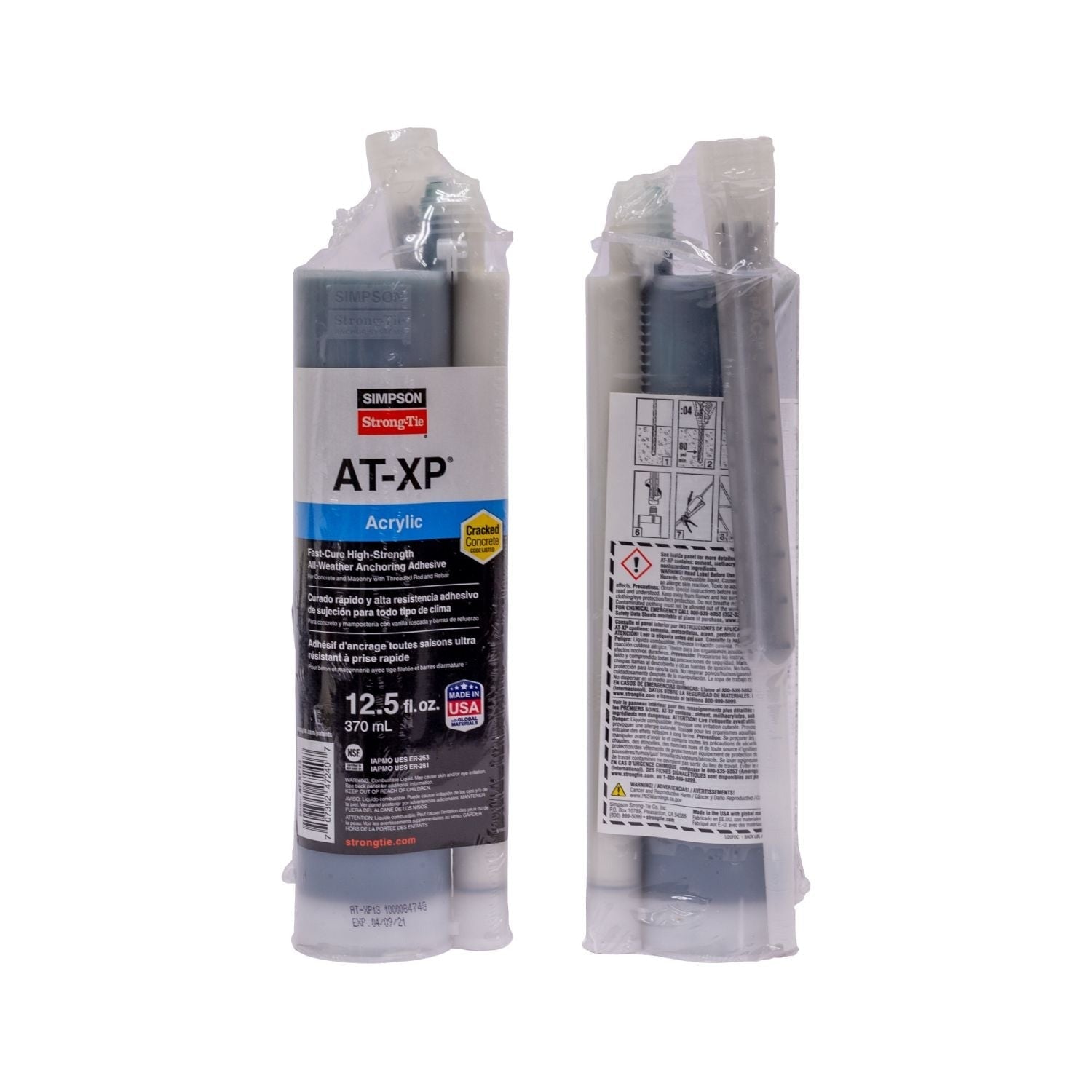 Simpson Strong-Tie AT-XP 12.5-oz. High-Strength Acrylic Anchoring Adhesive Cartridge w/ Nozzle (AT-XP13)