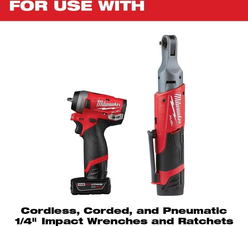 Milwaukee 49-66-7003 14-Piece SHOCKWAVE 1/4-Inch Metric Deep 6-Point Impact Duty Socket Set