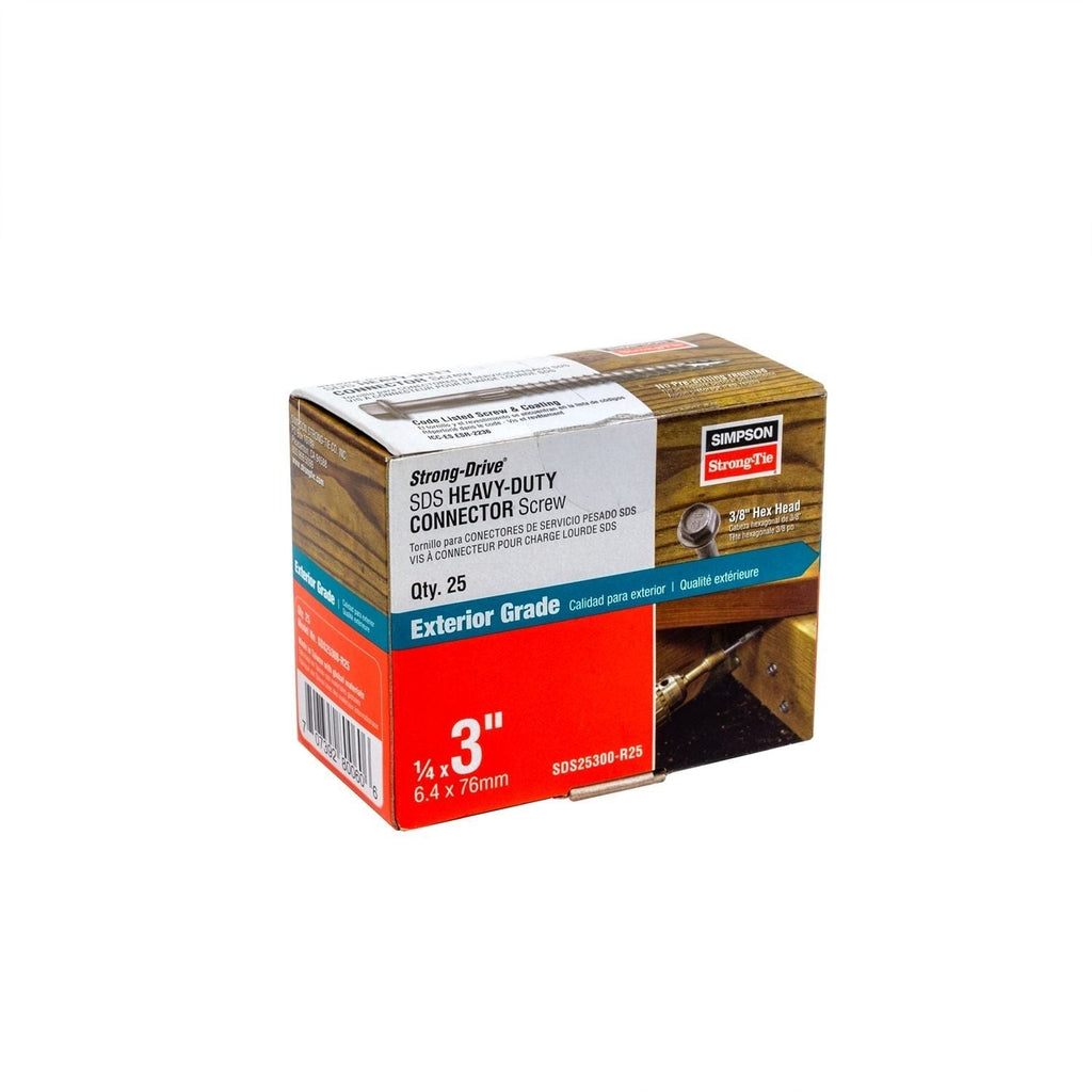 Simpson Strong-Tie SDS25300-R25 Strong-Drive SDS HEAVY-DUTY CONNECTOR Screw, 1/4-in. x 3-in. DB Coating, 25-Pack
