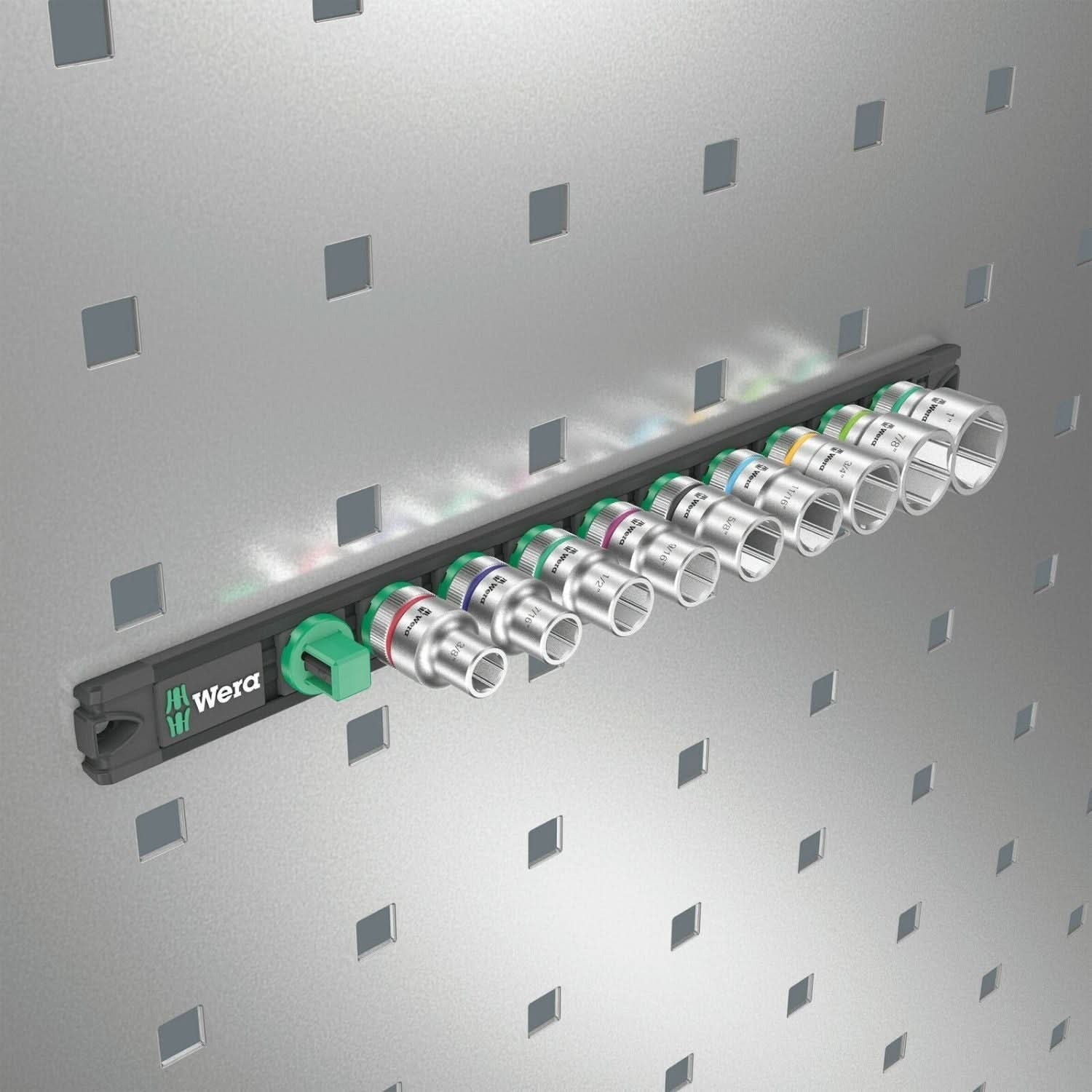 Wera Magnetic Socket Rail C Imperial 1 Zyklop Socket Set, 1/2-in. Drive, Imperial, 9-Pieces