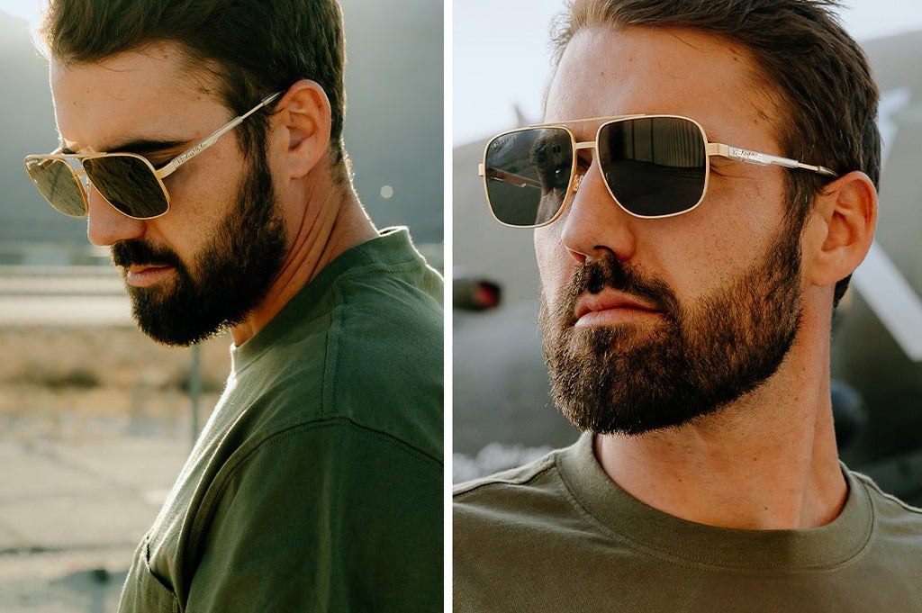 Heat Wave Nimitz Gold Frame Black Lens Sunglasses