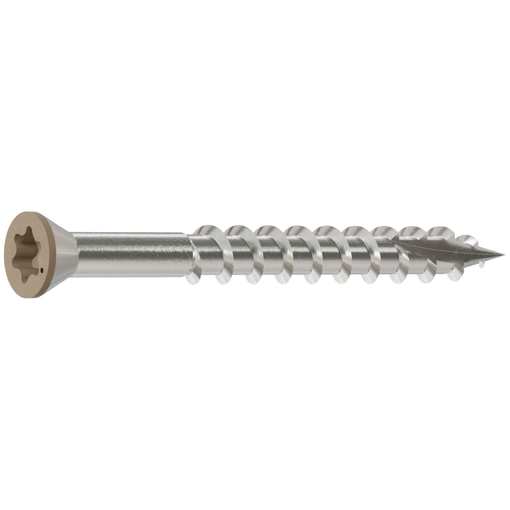 Simpson Strong-Tie T07162FT70TN02 Trim-Head Screw, 6-Lobe Drive, #7 x 1-5/8-in. T-15 Type 316, Tan 02, 70-Pack