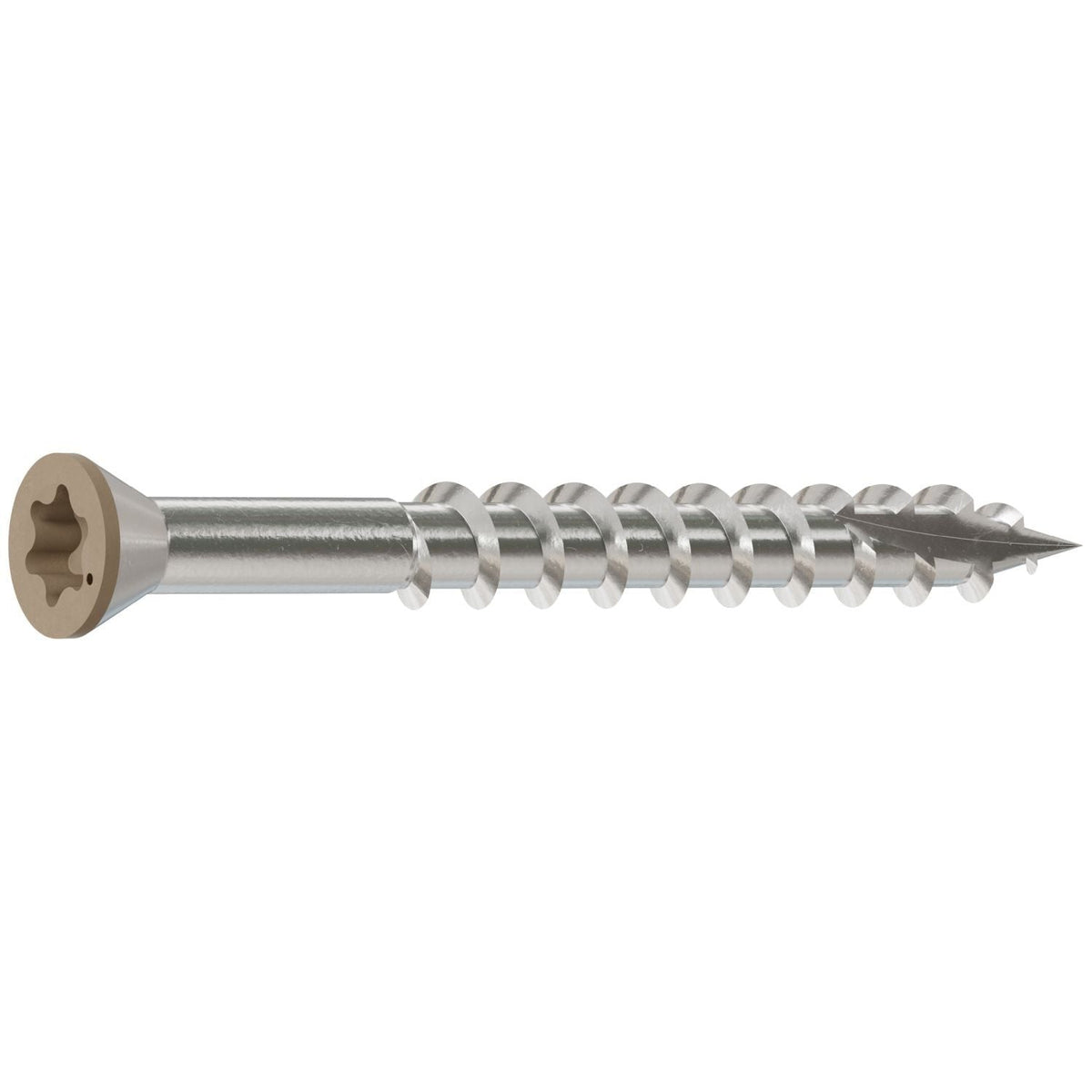 Simpson Strong-Tie T07162FT70TN02 Trim-Head Screw, 6-Lobe Drive, #7 x 1-5/8-in. T-15 Type 316, Tan 02, 70-Pack