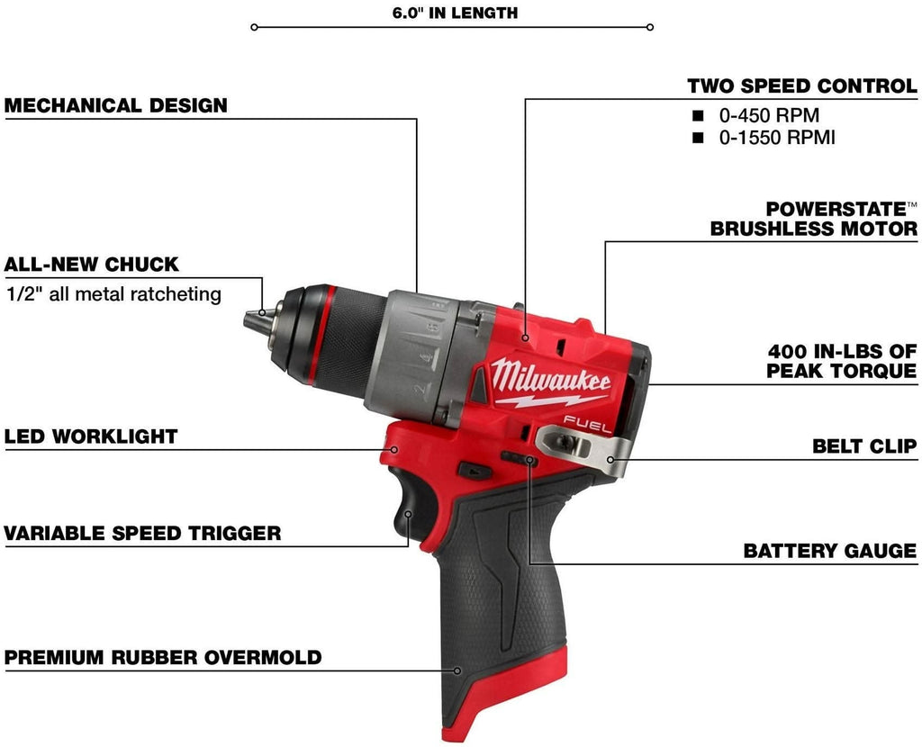 Milwaukee 3403-20 M12 FUEL 1/2-in. Drill/Driver, Tool Only