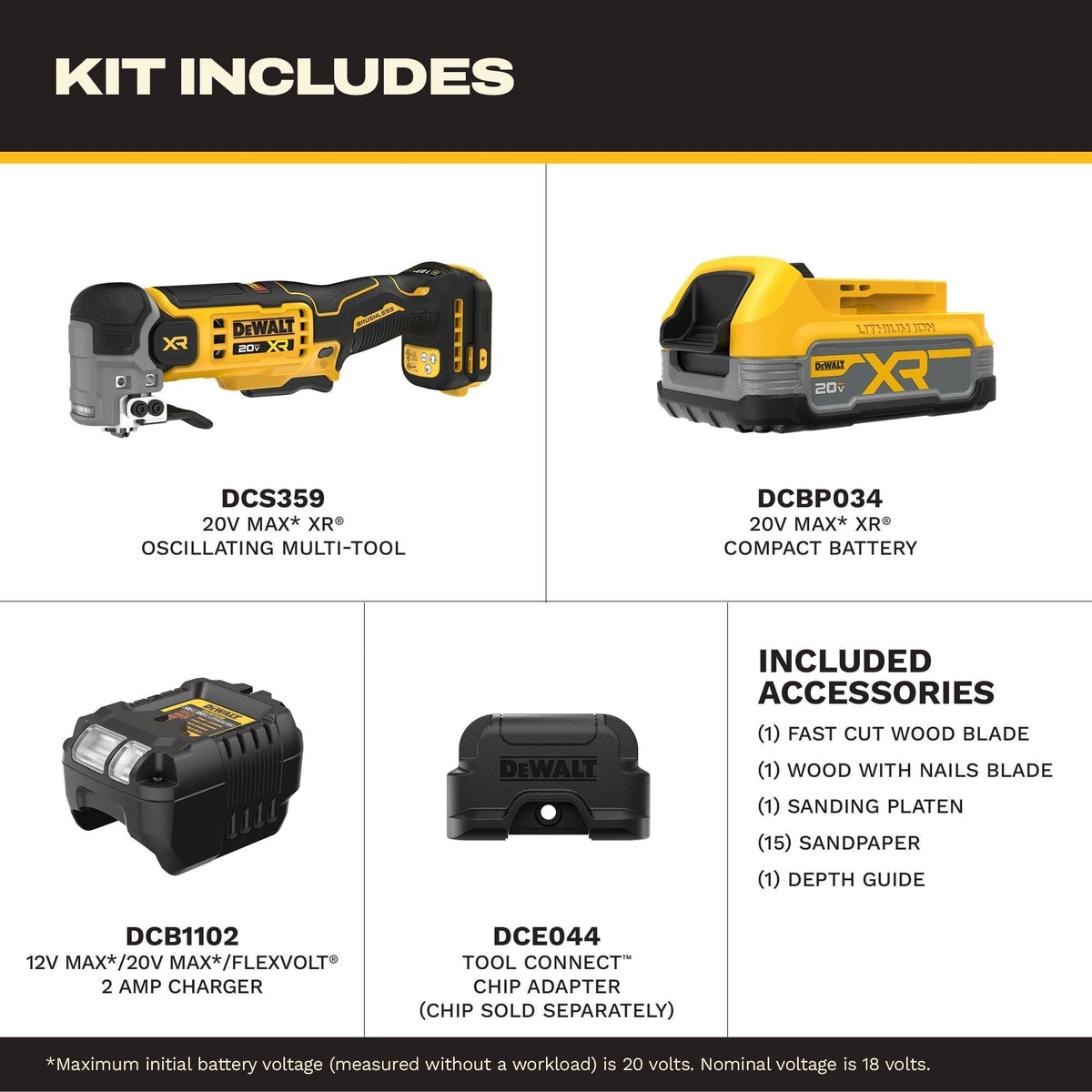 DEWALT 20V MAX* XR Oscillating Multi-Tool Powerstack 1.7Ah Kit (DCS359E1)