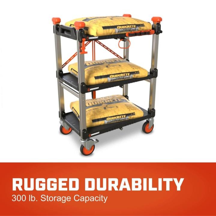 Crescent F3SCBL SITERUNNER 3 Shelf Folding Jobsite Cart