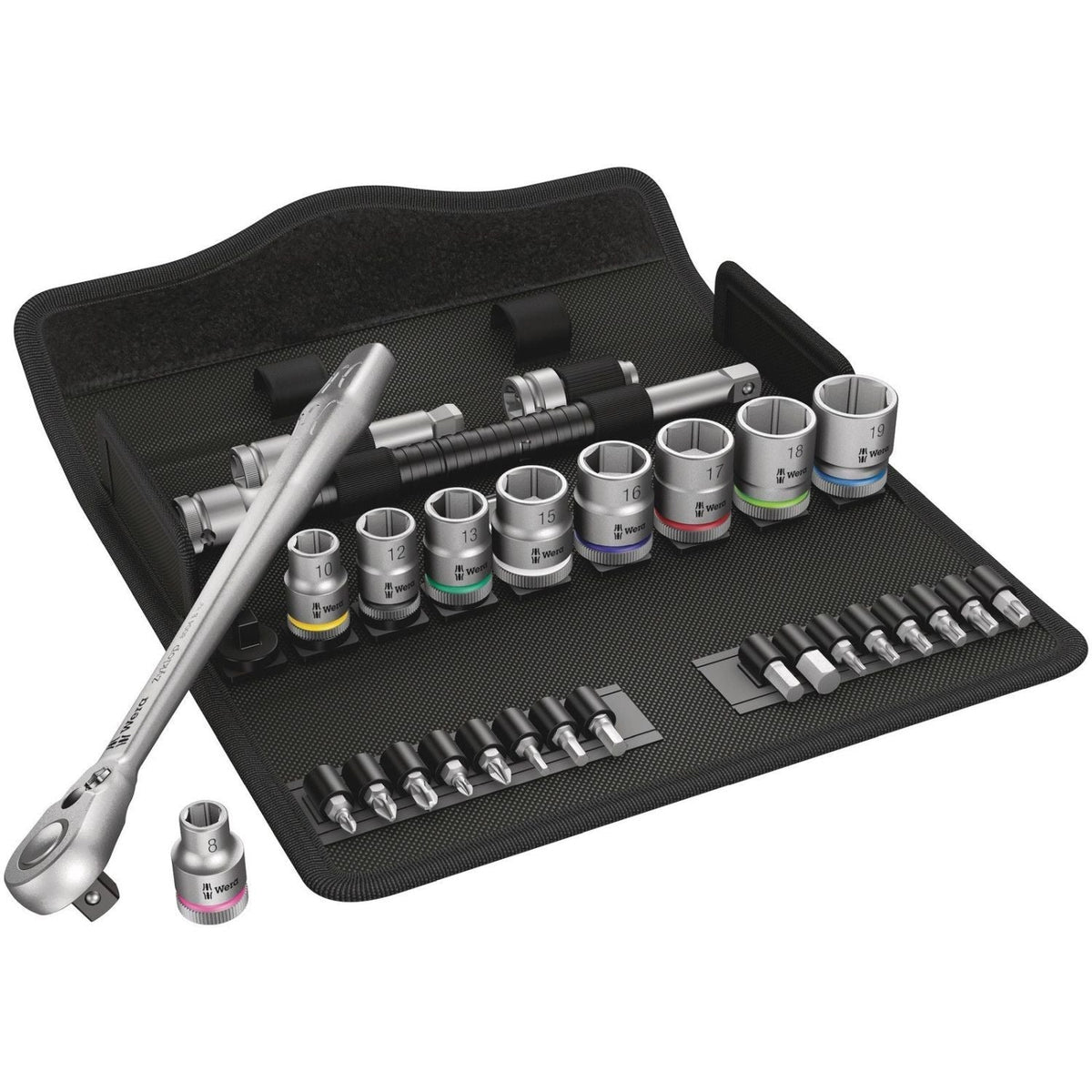Wera 8100 SB 8 Zyklop Metal Ratchet Set With Switch Lever, 3/8-in. Drive, Metric, 29-Pieces