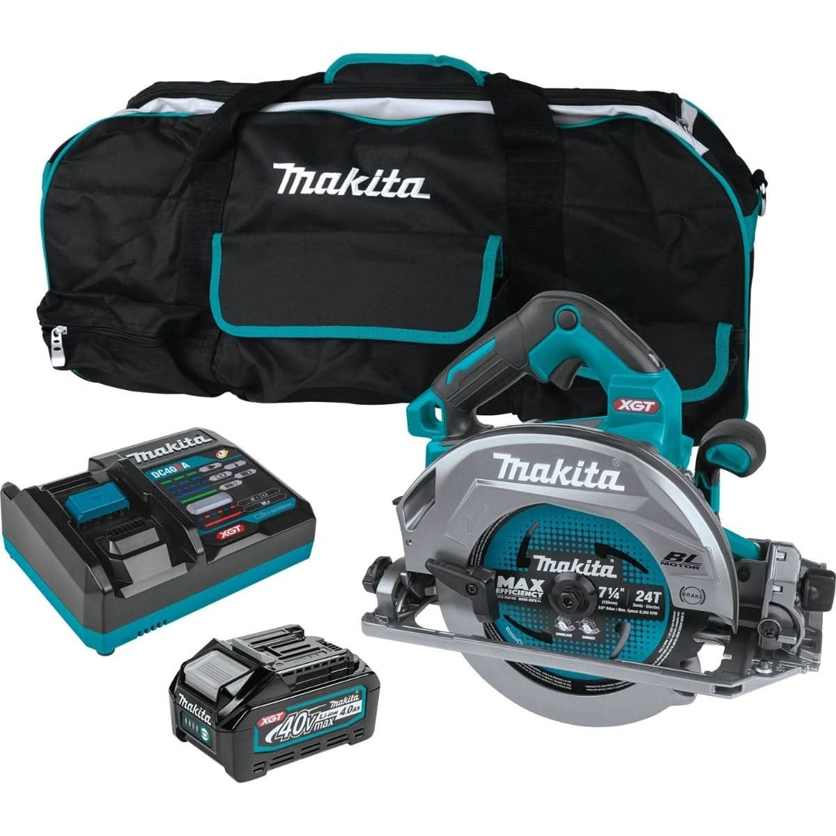 Makita GSH02M1 40V max XGT Brushless Cordless 7-1/4" Circular Saw Kit with Guide Rail Compatible Base, AWS Capable, 4.0Ah