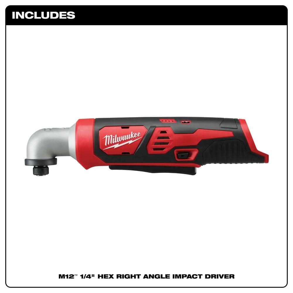 Milwaukee 2467-20 M12 1/4" Hex Right Angle Impact Driver, Tool Only