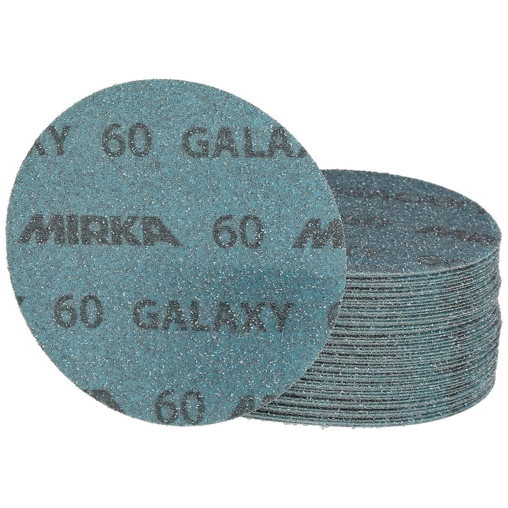 Mirka Galaxy 5-in. 60 Grit Hook and Loop Sanding Discs, 50-Pack, No-Hole Ceramic Abrasive for Random Orbital Sanders (FY-612-060)