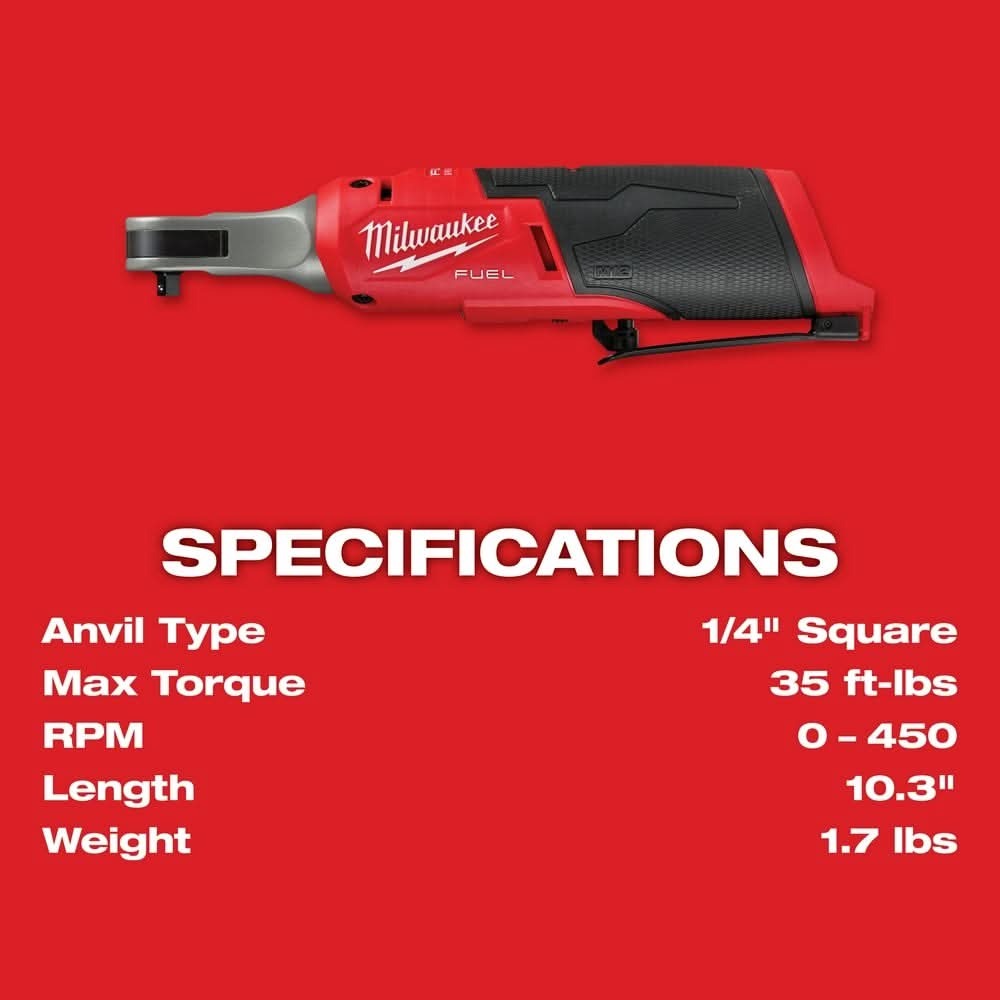 Milwaukee 2566-22 M12 FUEL 1/4-Inch High Speed Ratchet 2.0Ah Kit
