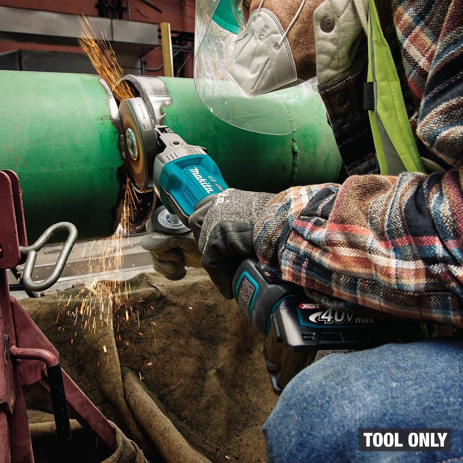 Makita GAG16Z 40V max XGT Brushless 5-in. Paddle Switch Flathead Grinder, Variable Speed, with Electric Brake, Tool Only