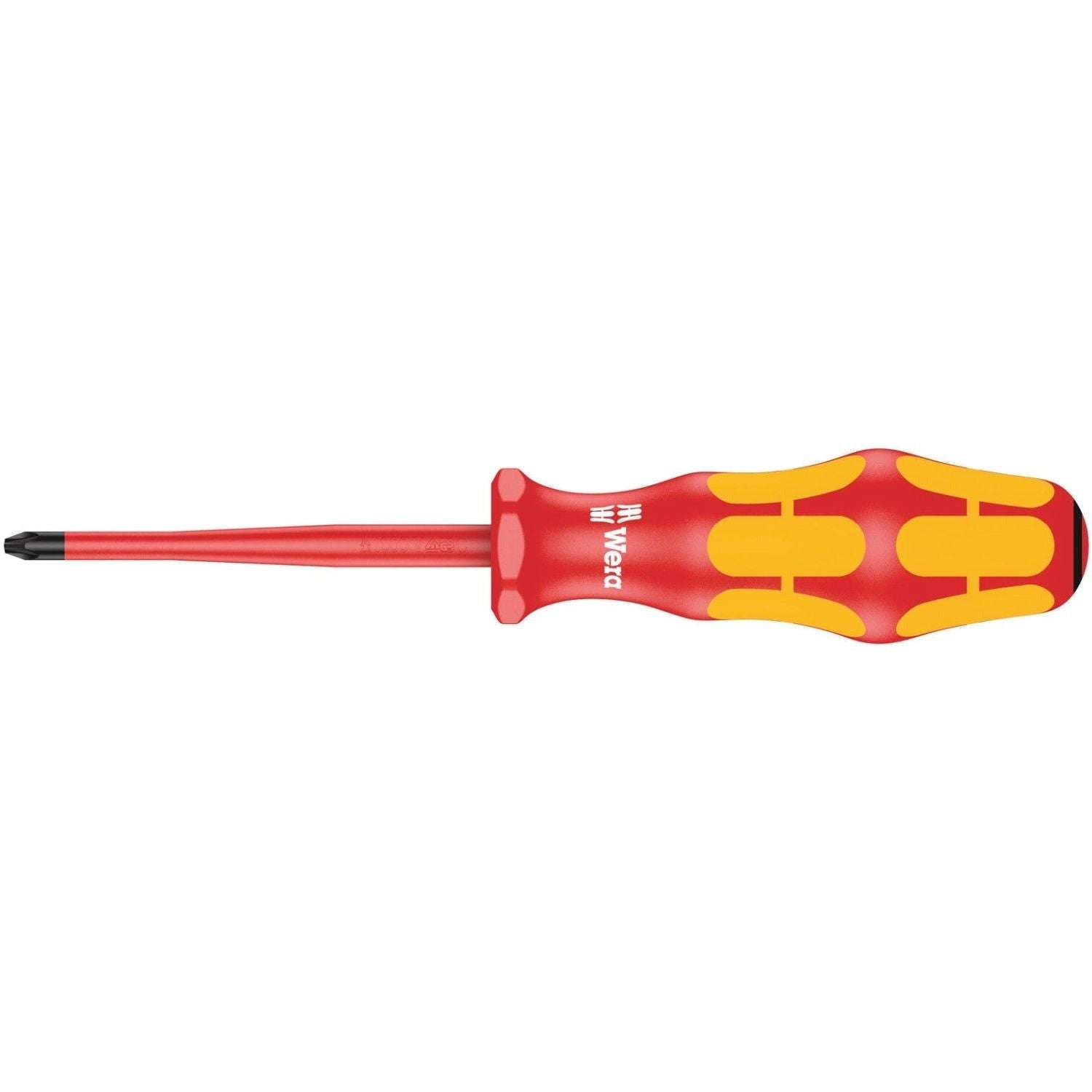 Wera 165 Is Pz VDE Insulated Screwdriver With Reduced Blade Diameter For Pozidriv Screws, Pz 1x80-mm.